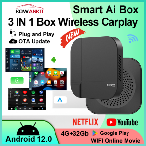 2026 Wireless CarPlay 4+32G AI Smart Box Kowankit Android Auto 5 in 1 Tv Box Youtube Netflix For Honda Ford Benz Toyota Nissan
