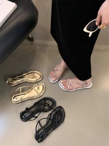 Womens Summer Fashion Sandals New Korean Style French Style Fairy Inspired Cross Strap Soft Sole Rome Shoes for Youth