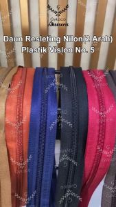 Accesories Tas Daun Resleting Nilon (2 Arah) PLASTIK VISLON No. 5 (01 Hitam) - Aksesoris (IMPORT)