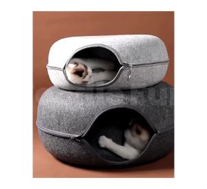 Pet Donut Felt Tunnel Cat Rabbit Tunnels Tubes Toy Bed Nest Fun Teaser Tilam Mainan Kucing Terowong Tempat Tidur