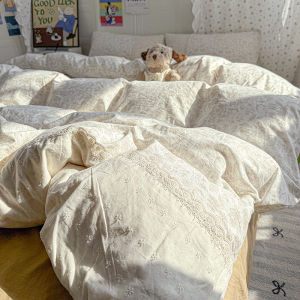 susan | Lace Trim Washed Cotton Bed Set 3 Pieces