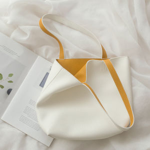 Oxygen Seed Spring 2026 New Color Block Shoulder Handbag Large Capacity Womens Bag Casual Double Sided Use Soft PU Leather