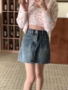 ＜107＞  Váy Nửa Bò Cổ Điển Nữ Mùa Hè 2025 Hot Girl Mẫu Mới Thân Hình Nhỏ Dễ Phối Cạp Cao Chống Chói a Váy Ngắn Ôm Mông Chữ