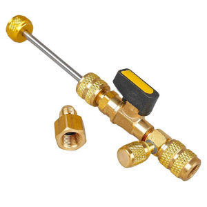 Valve Core Remover Installer Tool Kit with Dual Size 1/4 & 5/16 Port for with R22 R12 R407 R410 R404 R32 R600 HVAC System