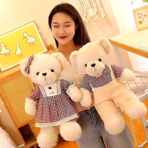 ตุ๊กตา ตุ๊กตาหมี น่ารัก นุ่มริบบิ้น เสื้อผ้าน่ารัก เด็กหญิงและชาย ของขวัญวันเกิด ของขวัญวันวาเลนไทน์ 1pc 40CM Lovely Teddy Bear Plush Toys Stuffed Soft Animal Bear with Clothes Kawaii Dolls for Kids Baby Children Valentine Gift