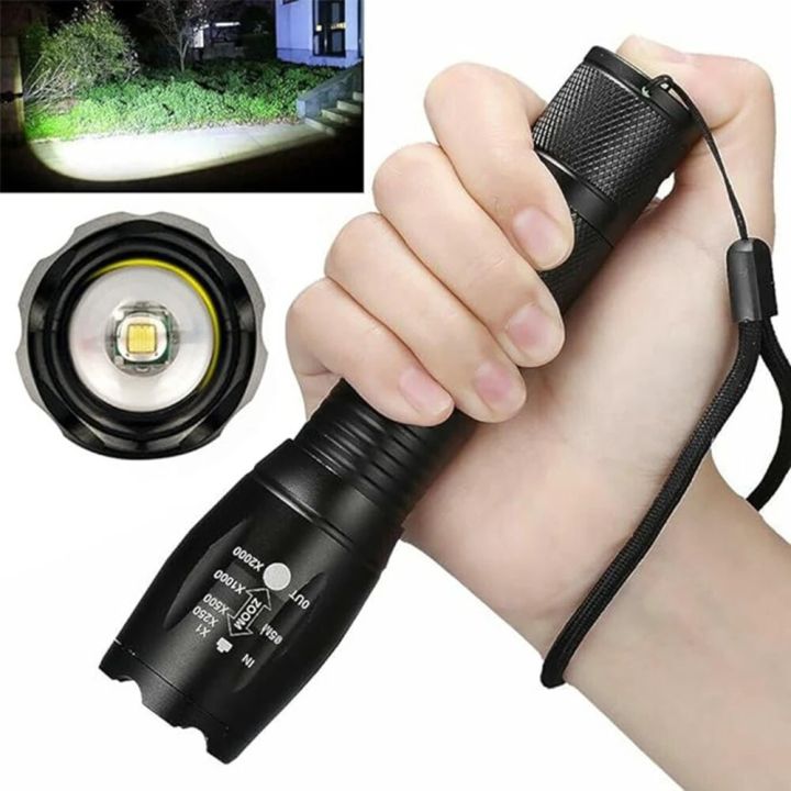 High Power LED Flashlight 5 Modes Zoomable Aluminum Camping Torch Waterproof Uses 3 AAA Batteries for Outdoor Activities ﻿