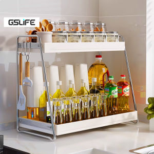 GSlife🔥🔥Stainless Steel Kitchen Spice Rack Stainless Steel Condiment Seasoner Rack Kitchen Organizer Shelves
