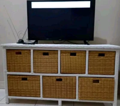 Redy Stok Lemari Laci Rotan Sintetis 7.Samping Meja Tv Rak Laci Serbaguna