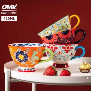 OMK American Style Hand-painted Breakfast cup set 420ML Ceramic Mug Coffee Cup Ceramics Mug Octopus Mug Holder - Lazada