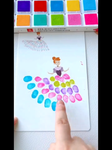 Little Buddy 12-Color DIY Finger Painting Coloring Book Set Washable Paint Toys Non-Toxic Finger Painting Book Childrens Art Creation