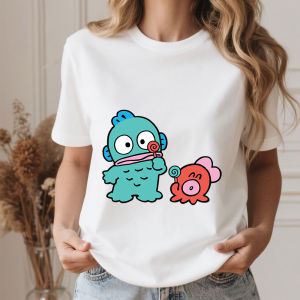 Sanrio | Hangyodon Candy Time Print Cotton T Shirt for Women Casual Comfortable Everyday Wear Short Sleeve Soft Breathable Top