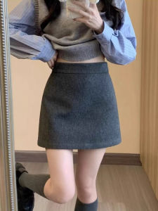 High Waist Short A-Line Mini Skirt Womens Woolen Knitted Skirts Spring Autumn Thickened Korean Style Commute Skirts