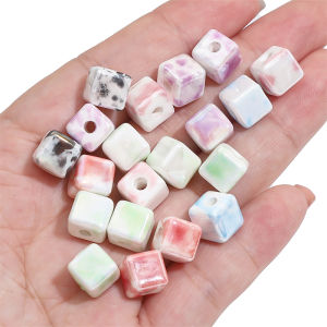 10pcs 8mm Fashion Colors Square Beads Cube Ceramic Loose Spacer Beads for DIY Handmade Porcelain Bracelet Necklace Jewelry Making