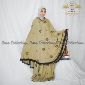 Mukena Dewasa Bordir 2 in 1 Katun Premium Resleting Renda Mewah
