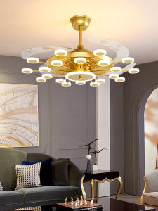 Scandinavian Living Room Chandelier Accessible Luxury Electric Fan Lamp Frequency Conversion Mute Fan Lamp Invisible Fan Blade Dining Room Bedroom Ceiling Fan Lamps