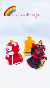 Solar Lucky Fu dog Head Waving Traditional Lion Dance Bobble Head (New-Yellow-Red-Blck) #Size:11cm
