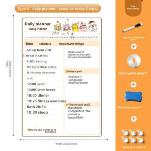 MONLEYTA | Summer Vacation Schedule Childrens Time Management Daily Self-Discipline Behavior Whiteboard Wall Sticker My Day Study Schedule Task Completion Homework Punching作息Time Good Habits Development Chart Magnetic Sticker