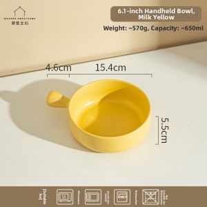 MODERN SWEETHOME | Cream Style Handle Ceramic Bowl for Home Yogurt Oven Air Fryer