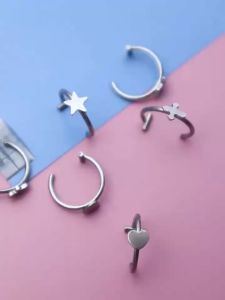 Khuyên môi giả không cần bấm lỗ thép không gỉ kẹp xỏ miệng Nam Nữ Hàn Quốc