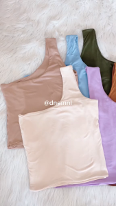 DNEMNLPH One-Side Shoulder Top Assorted (Trendy Korean Bangkok Fashion Bust Cami Basic Crop Tube Strappy Tank Bandeau Double Lining Fabric)