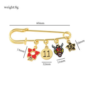 Bandai | TV Show Metal Enamel Brooch Eleven 011 Letter Pendant Lapel Pins for Bag Badge