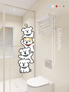 Cute Cartoon Family Door Stickers Transparent Glass Window Decals Bathroom Decorations Artistic Mr. Art Bathroom Sticker