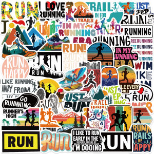 52pcs Running Sport Healthy Stickers Vinyl Sticker Aesthetic Water Bottle Notebook Stickers Office Supplies