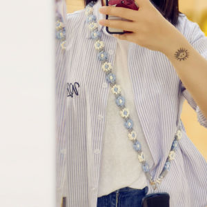 Double Color Flower Daisy Long Mobile Phone Lanyard Strap Crossbody Bag Chain Handmade DIY Braid Rope Homemade Materials