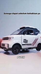 Diecast Miniatur Mobil - Wuling MINI EV Skala 1:24 Mobil Pajangan Miniatur Wuling MINI EV 1/24 - Diecast Alloy Logam Mobil Mainan Terdapat Lampu dan Suara