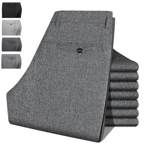 2026 Mens Trousers Dress Straight Pants Spring Summer Male Work Suit Pants Husband Father Black Grey Formal Pants