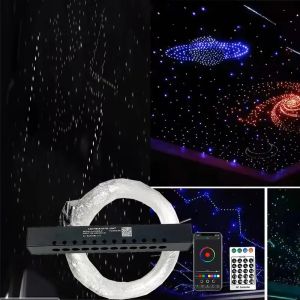 new Shooting Stars Effect 12Holes Fiber Optic Kit Light LED Meteor Light Engine with RF Remote Controller Starry Sky Ceiling hot