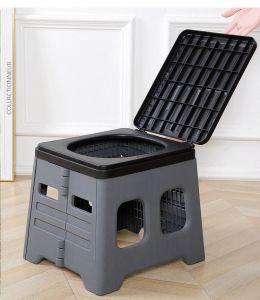 Toilet outdoor small toilet foldable camping toilet PP material folding toilet camping self-driving emergency folding toilet on-board mobile toilet portable adult toilet childrens toilet