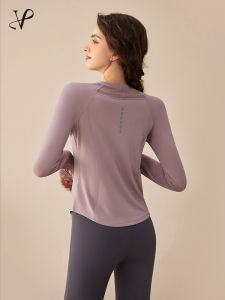 VOJ Womens Yoga Fitness Running Long Sleeve Top Set Quick Dry Breathable Loose Fit Autumn Winter Sports Training Clothes