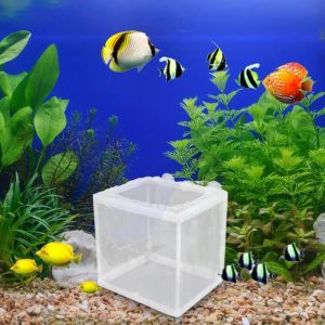Fish Breeder Box with Suction Aquarium Hatcher Mesh Box Juvenile Fish Separation Net Tank Incubator Box Fry Hatchery DIY Isolation Mesh Box Net Incubator Breeder For Fish Tank Gauze Trap S/L Aquarium Accessories