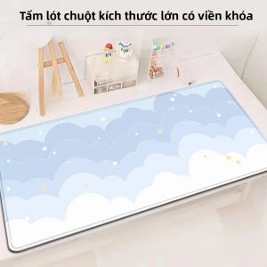 Potdemiel | Tấm Lót Chuột Chơi Game Hình Ngôi Sao Màu Xanh Dễ Thương Tấm Lót Bàn Bằng Cao Su Chống Thấm Nước Chống Trượt Cho Phụ Kiện Máy Tính
