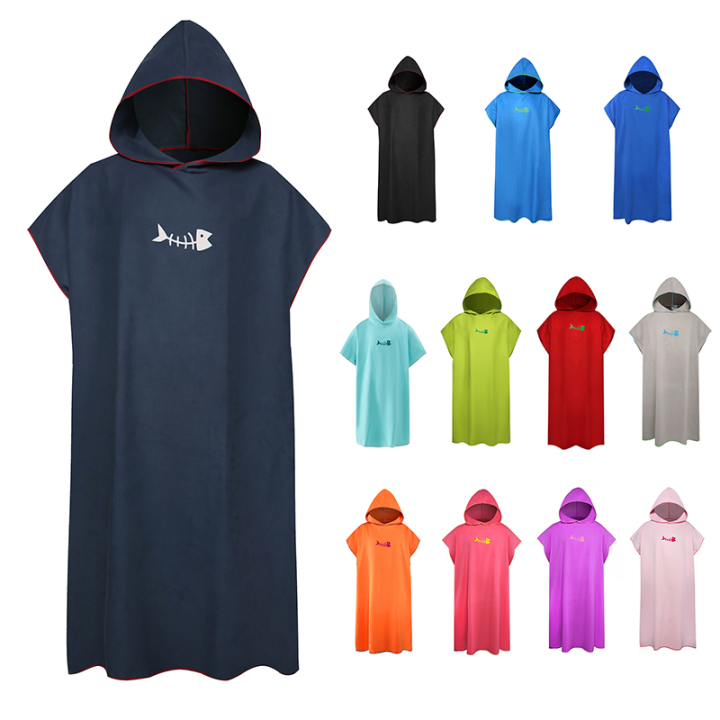 Nu-June Men Women Change Robes Poncho Quick-Dry Hooded Nightgown Towel Sweat-Absorbent Swim Robe Beach Pool Diving Suit Swimming