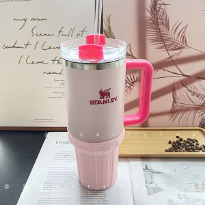 Large Capacity 40oz Shatterproof Stanley Straw Cup Silicone Protective Cover Ins Girl Heart Design Durable Cup Sleeve