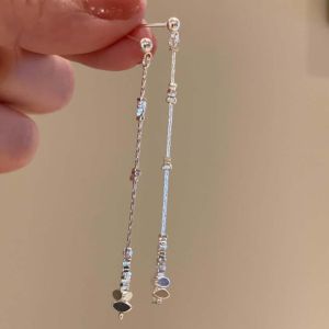 Long Tassel Ear Cuff Silver Sequins Simple Style Facial Slimming Effect New Chinese Style Fashionable Versatile Womens Jewelry