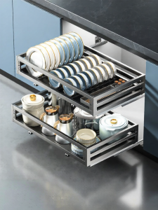 Drawer Style Dual Layer Stainless Steel Kitchen Drawer Basket