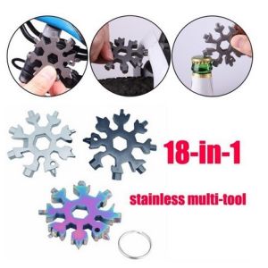 MYX Store Snowflakes Multi Tool Pocket Wrench Saker Tool Kunci Salju 18 IN 1 Snowflake Multifungsi Serbaguna Survival Obeng 18in1 Snow flake Multi-Tool Spanner Hex gantungan
