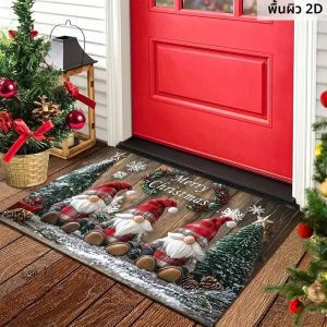 VIKAMA พรมหิมะเอลฟ์คริสต์มาส พรมปูพื้นสำหรับทางเข้าในร่มและกลางแจ้ง พรมเช็ดเท้าทนทานต่อการสึกหรอ ห้องนั่งเล่น ห้องนอน พรมตกแต่งพื้น