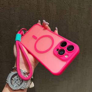 เคสสำหรับ iPhone 17 Pro Max Air Iphone 16 Pro 15 14 13เคสฝาแม่เหล็กใช้ได้กับ MagSafe กันกระแทกด้วยกระจกป้องกันเลนส์กล้องถ่ายรูปด้านในพร้อมสายคล้องข้อมือสายพาดลำตัว