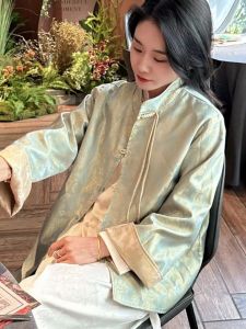 เสื้อแจ็คเก็ตผู้หญิงทรงหลวมสไตล์จีนย้อนยุคสำหรับใส่ได้สองด้าน สไตล์ใหม่ เสื้อคลุมกันหนาวแบบสวมหัว ปกติ