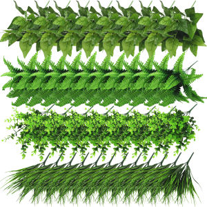 Artificial Green Plant Grass Leaf / Simulation 7-pronged Fake Flower Green Plant / Small Potted Flower Arrangement Accessories / Fake Flower Plant for Wedding Home Decoration