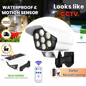 LED Solar Light 3 Modes Motion Sensor Lamp Security Dummy Camera Wireless Outdoor Flood Light Waterproof for Garden Decoration