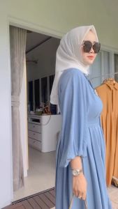 Gamis murah wanita terpopuler Dress polos free sabuk korea style