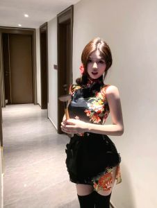 New Chinese Style Cheongsam Dress Halloween Christmas Cosplay Uniform Soft Girl Maid Skirt Short Cheongsam Daily Wear