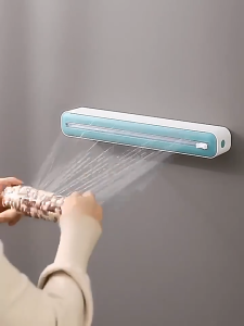 Magnetic & Suction Cling Wrap Dispenser with Cutter Food Baking Paper Aluminum Foil Plastic Film Cut Kitchen Magnet 保鲜膜