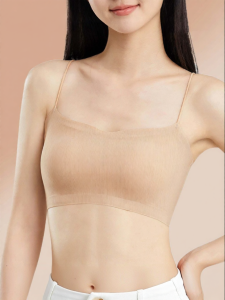 Seamless Fine Strap Gathering and Back Beauty Bra