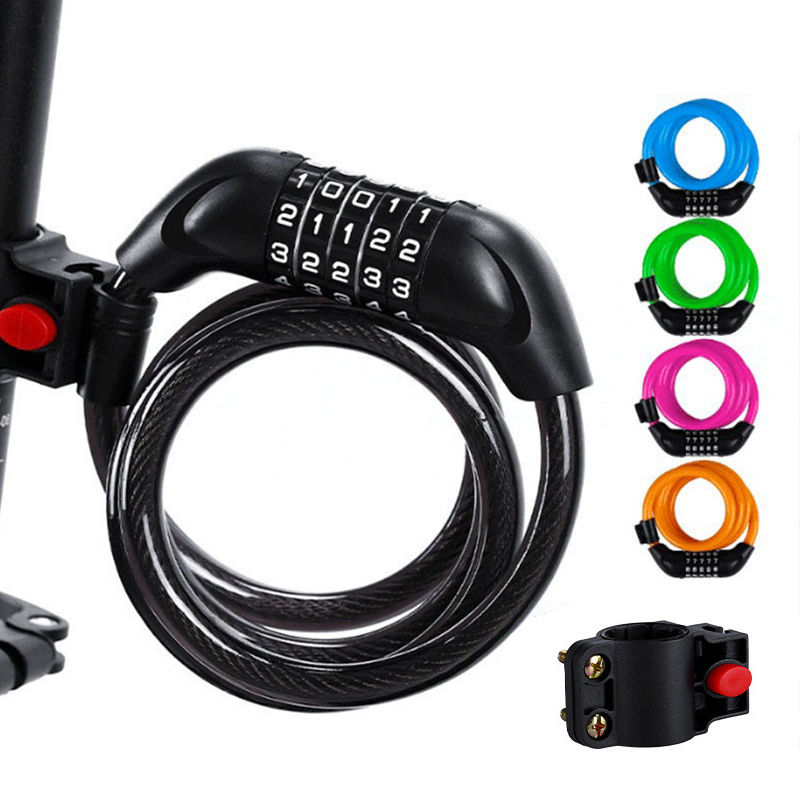 Portable Universal Bicycle Lock Mountain Bike 5 Digit Password Lock Anti-theft Security Steel Chain Motorcycle Password Lock